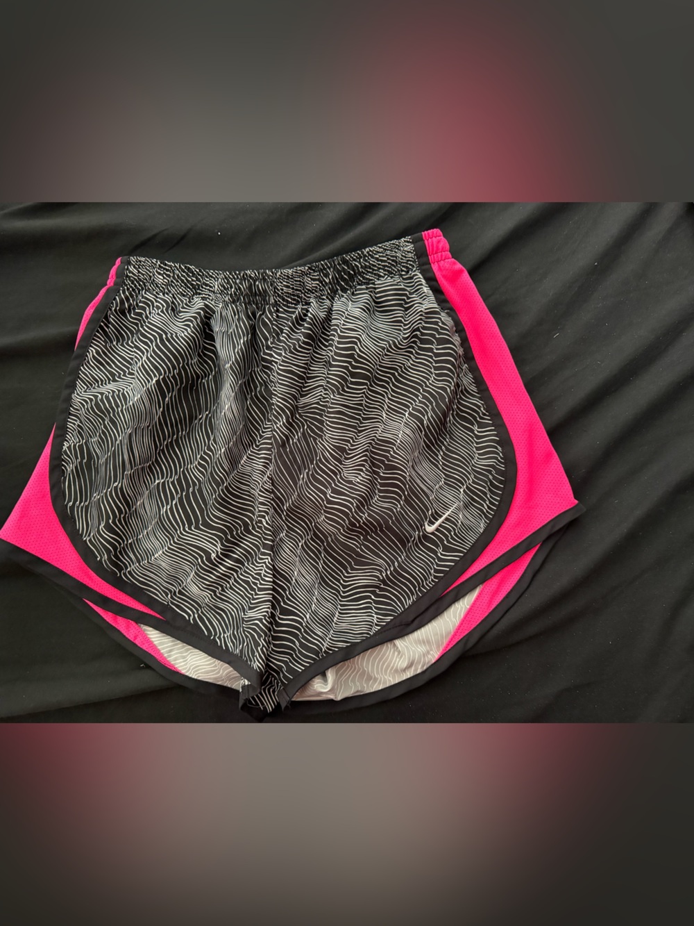Black & Hot Pink Athletic Running Shorts